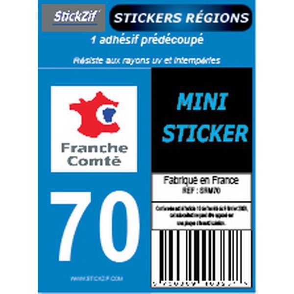 1 ADHÉSIF MOTO "RÉGION" DÉPARTEMENT 70 BOURGOGNE-FRANCHE-COMTÉ