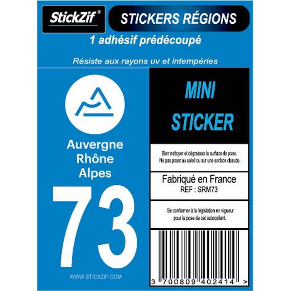1 ADHÉSIF MOTO "RÉGION" DÉPARTEMENT 73 AUVERGNE-RHÔNE-ALPES