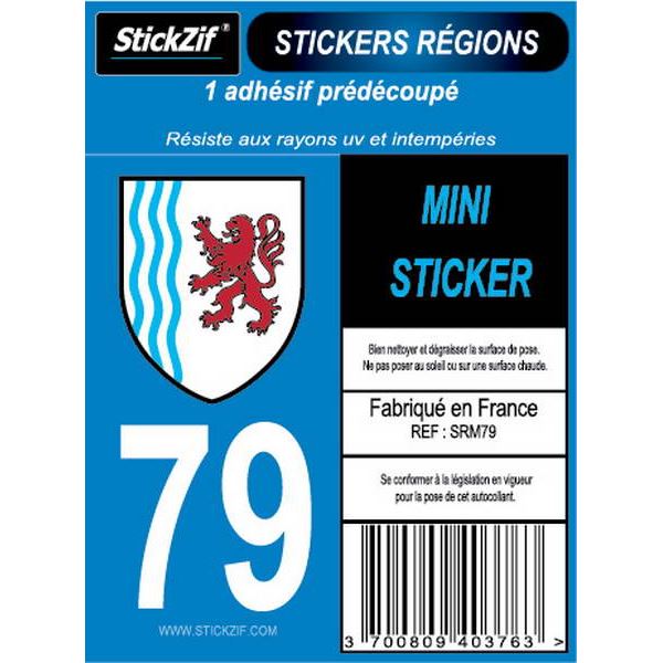 1 ADHÉSIF MOTO "RÉGION" DÉPARTEMENT 79 NOUVELLE-AQUITAINE
