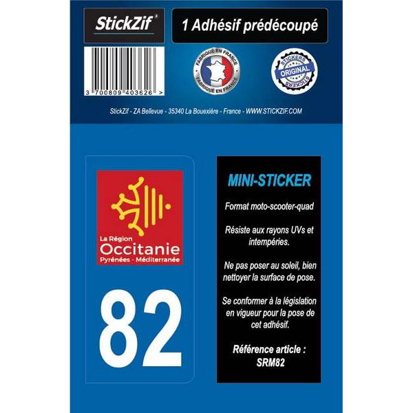 1 ADHÉSIF MOTO "RÉGION" DÉPARTEMENT 82 OCCITANIE