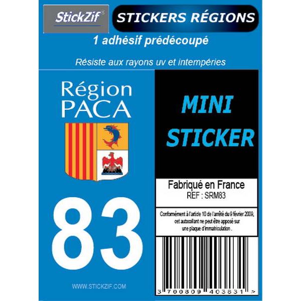 1 ADHÉSIF MOTO "RÉGION" DÉPARTEMENT 83 PACA