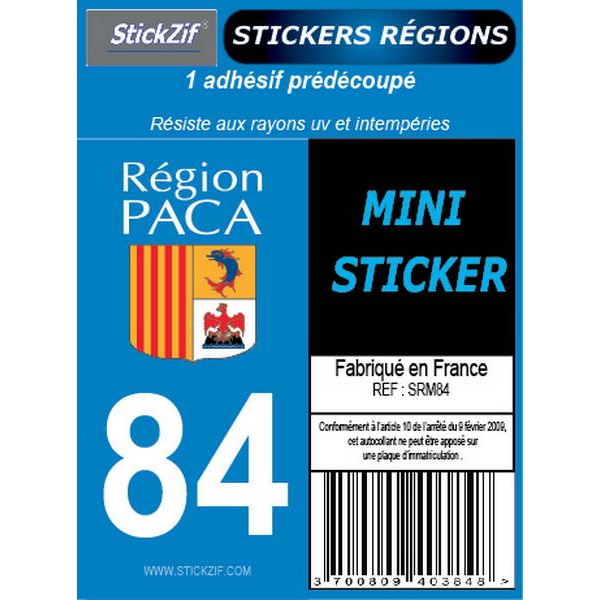 1 ADHÉSIF MOTO "RÉGION" DÉPARTEMENT 84 PACA