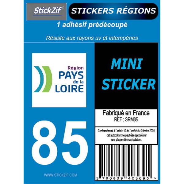 1 ADHÉSIF MOTO "RÉGION" DÉPARTEMENT 85 PAYS DE LA LOIRE