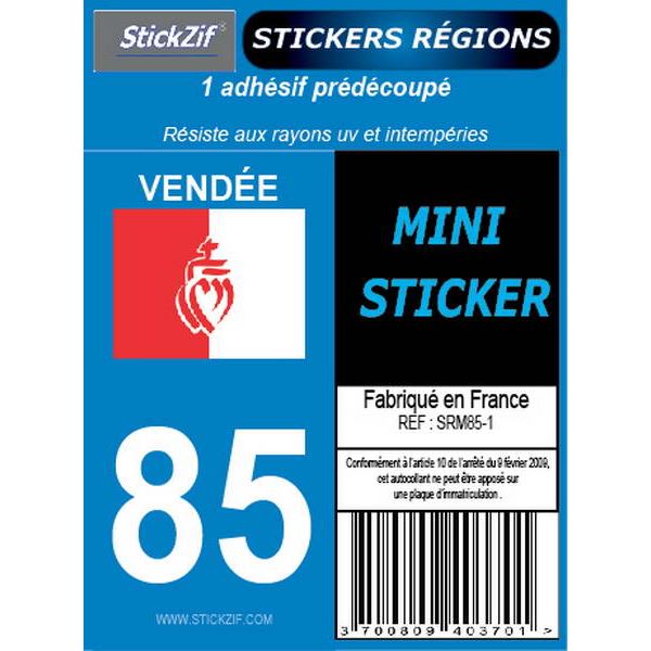 1 ADHÉSIF MOTO "RÉGION" DÉPARTEMENT 85 VENDÉE