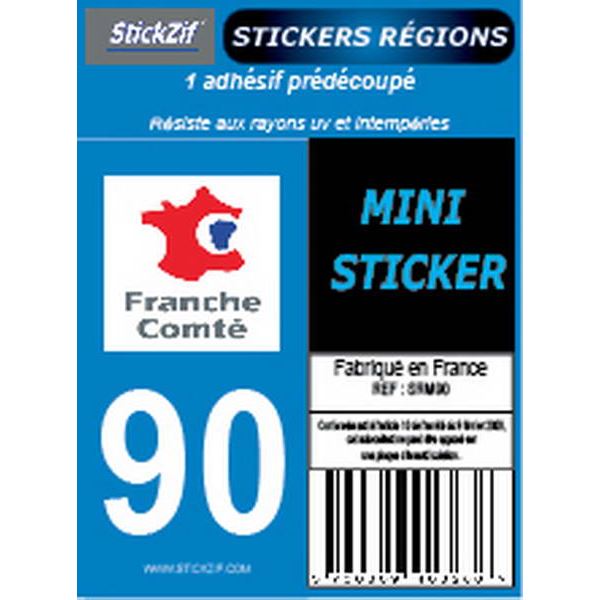 1 ADHÉSIF MOTO "RÉGION" DÉPARTEMENT 90 BOURGOGNE-FRANCHE-COMTÉ