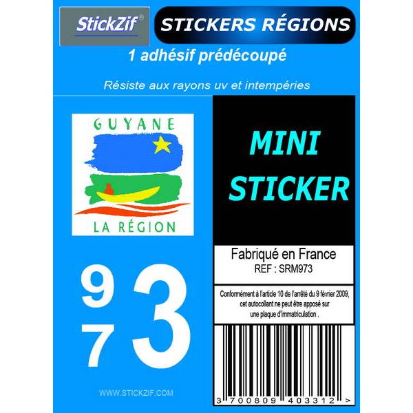 1 ADHÉSIF MOTO "RÉGION" DÉPARTEMENT 973 GUYANE