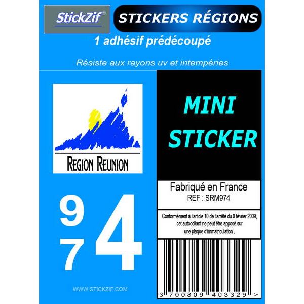 1 ADHÉSIF MOTO "RÉGION" DÉPARTEMENT 974 LA RÉUNION