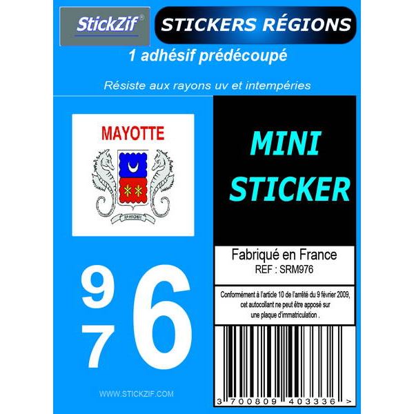 1 ADHÉSIF MOTO "RÉGION" DÉPARTEMENT 976 MAYOTTE