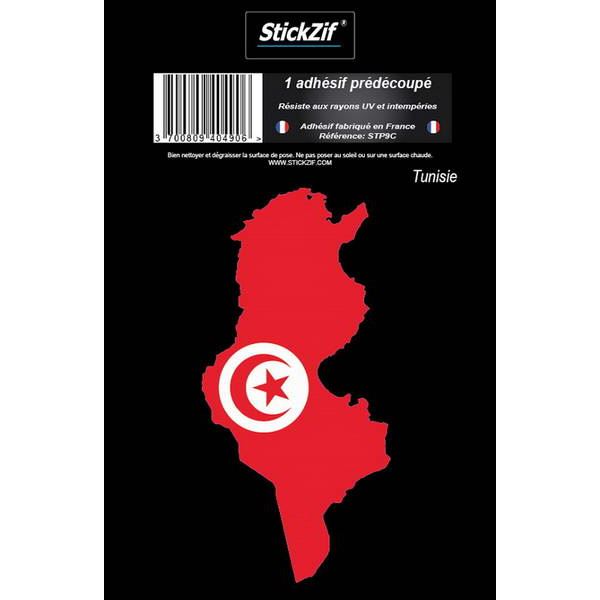 1 ADHÉSIF "PAYS" CARTE TUNISIE