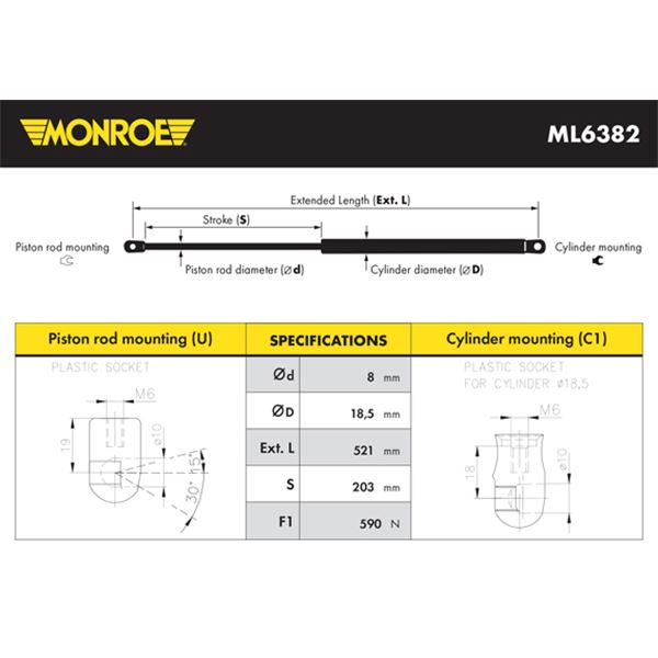 1 verin de coffre Monroe ML6382