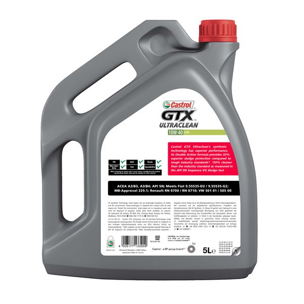 Huile moteur CASTROL GTX Ultra Clean A3/B3-B4 Essence/Diesel 10W40 5L