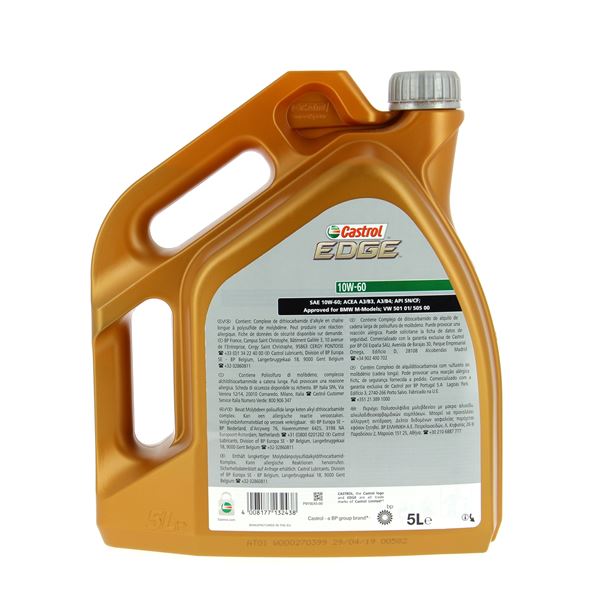 Huile moteur CASTROL Edge A3/B4 Essence/Diesel 10W60 5L