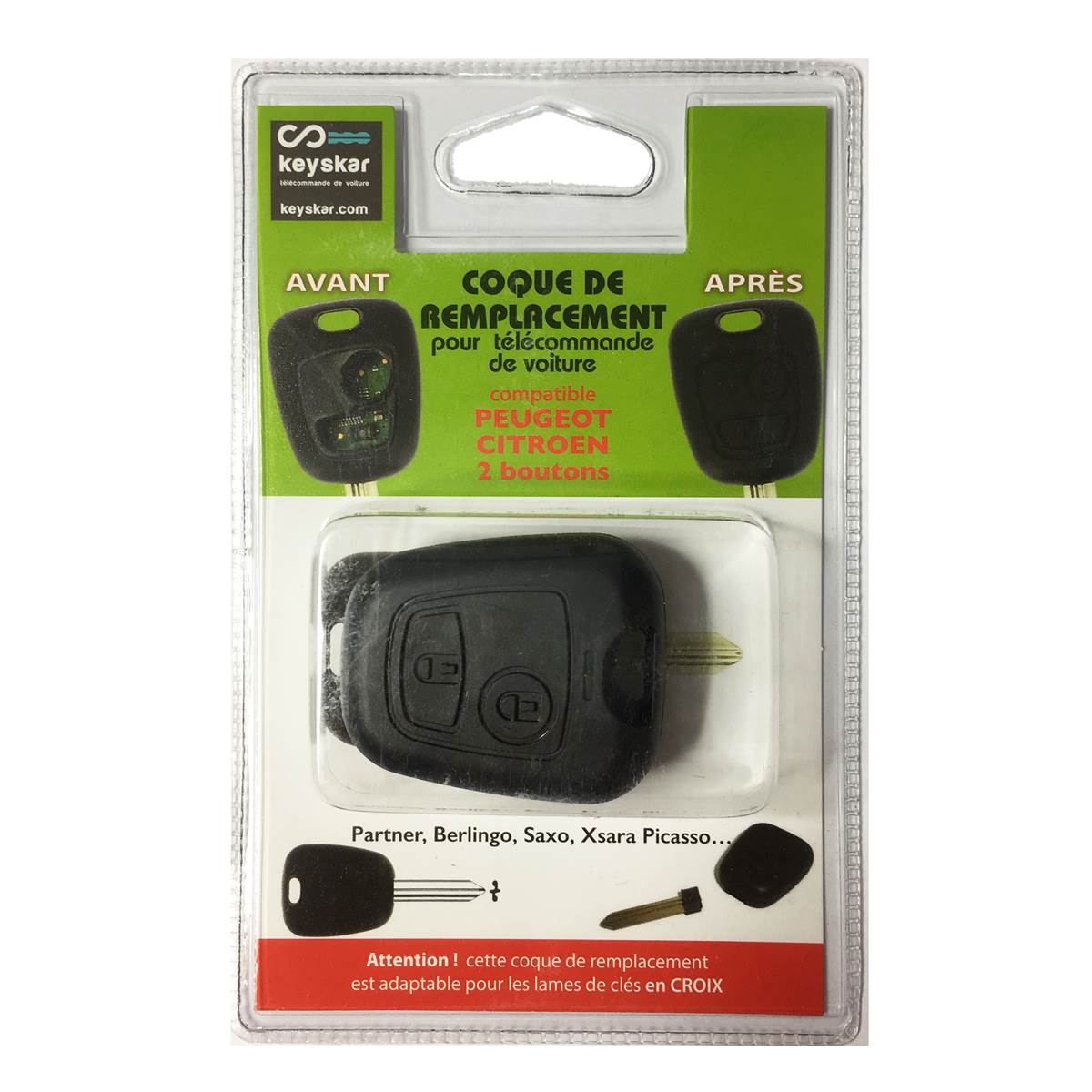 Coque De Clé Adaptable Pour Peugeot Et Citroen 2 Boutons