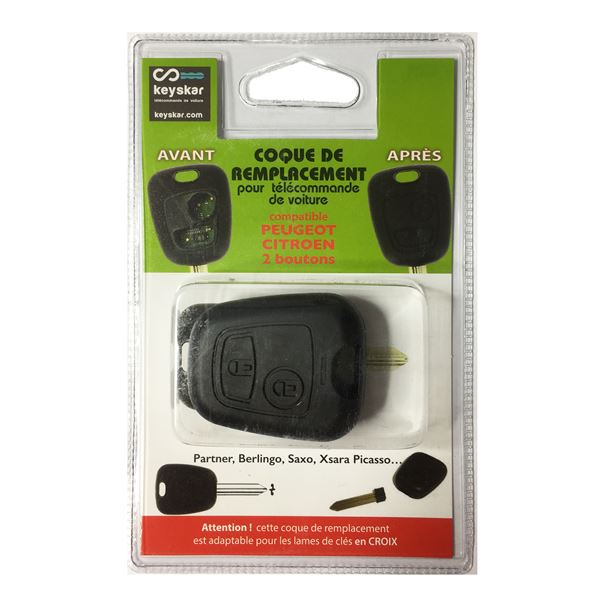 Coque de clé adaptable pour Peugeot et Citroen 2 boutons