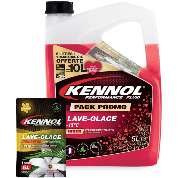 Lave-glace hiver Cerise/chocolat -15°C KENNOL 5L + 1 dosette de concentré été 5L