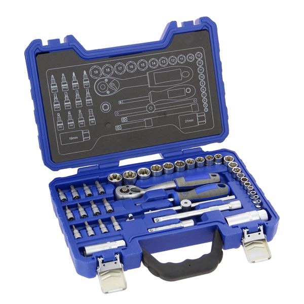 MALLETTE DOUILLES ET EMBOUTS 40 PIECES 1/4 ET 3/8 MICHELIN