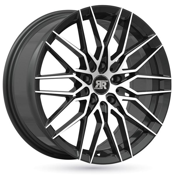 Jante aluminium Racer 16 pouces Noir Brillant Face Polie