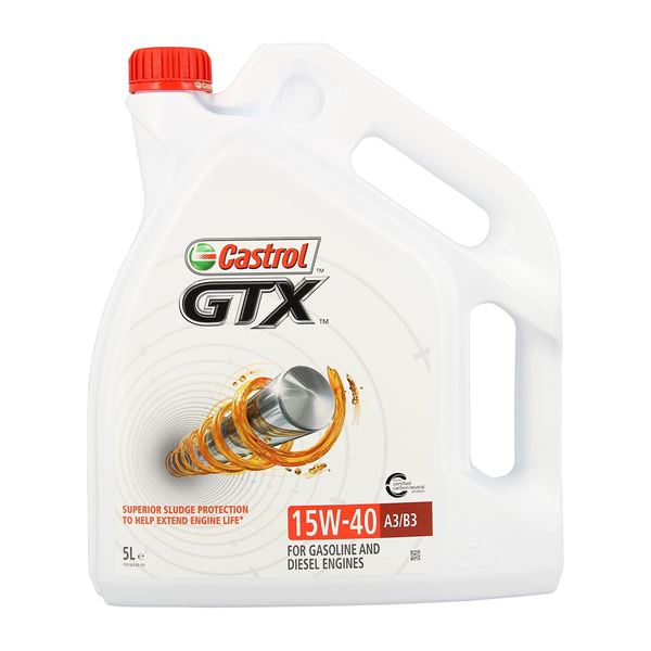 Huile moteur CASTROL GTX A3/B3 Essence/Diesel 15W40 5L