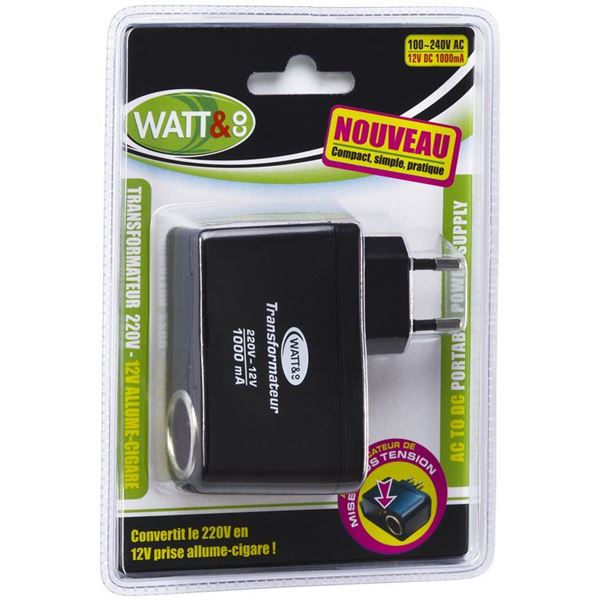 Transformateur 230/12 Volts allume-cigare Watt and Co
