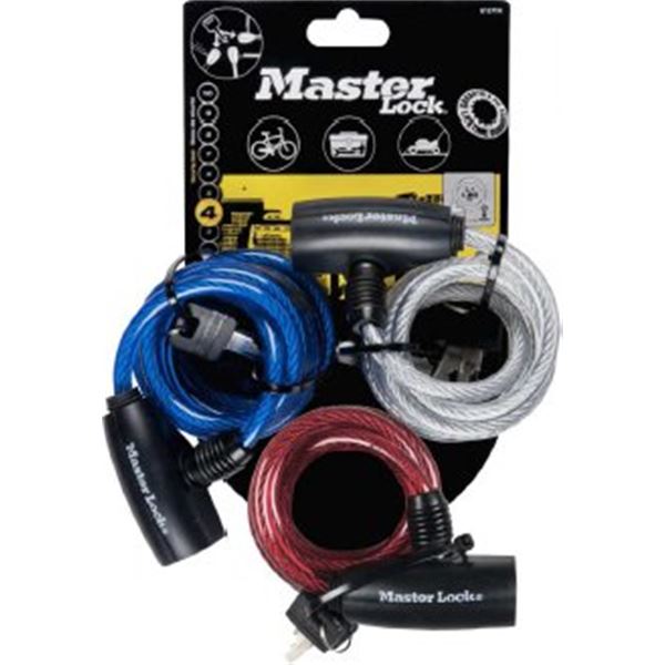 Lot de 3 câbles antivols Master Lock 1 m 80