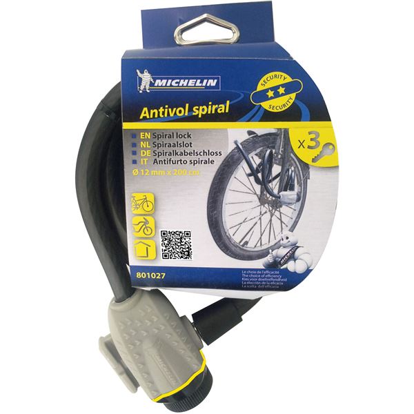 Antivol spiral 2000 mm diamètre 12 mm Michelin
