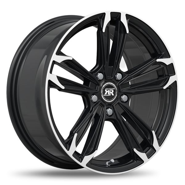 Jante aluminium Racer 17 pouces Noir Brillant Bord Poli Razor