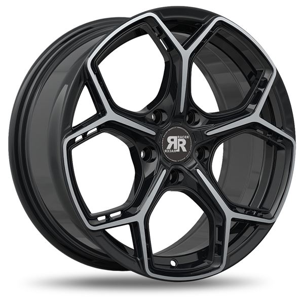Jante aluminium Racer 16 pouces Noir Brillant Face Polie Rocket