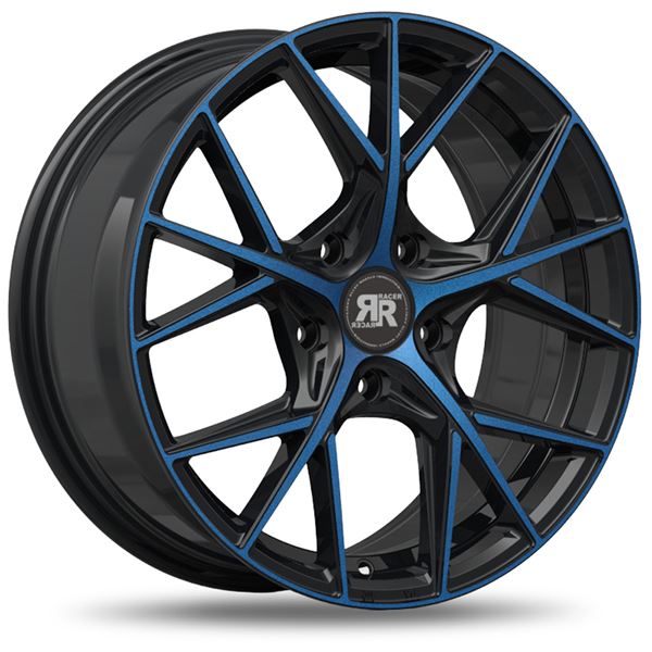 Jante aluminium Racer 17 pouces Noir Face Polie Bleu Maxion