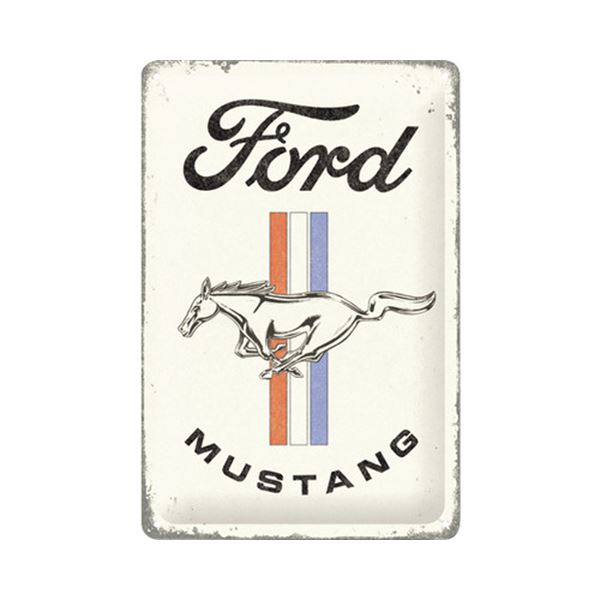Plaque métal 20x30 cm Ford Mustang Horse & Stripes Logo