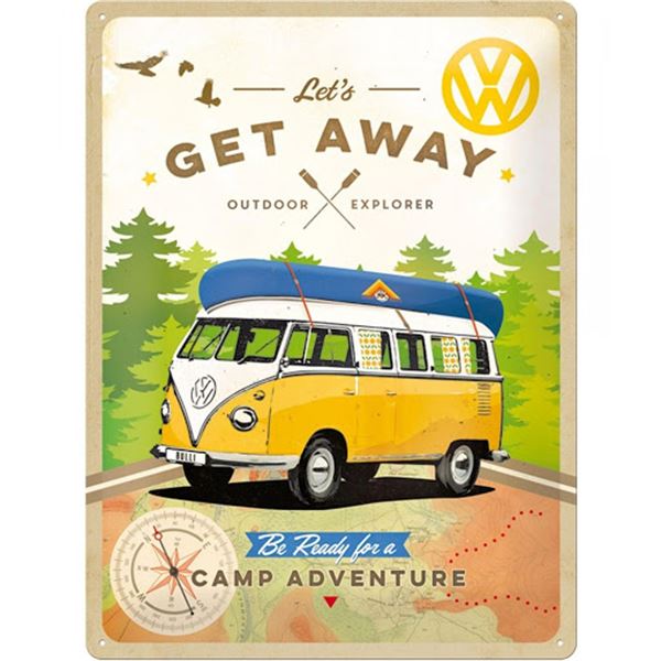 Plaque métal 30x40 cm VW Lets Get Away