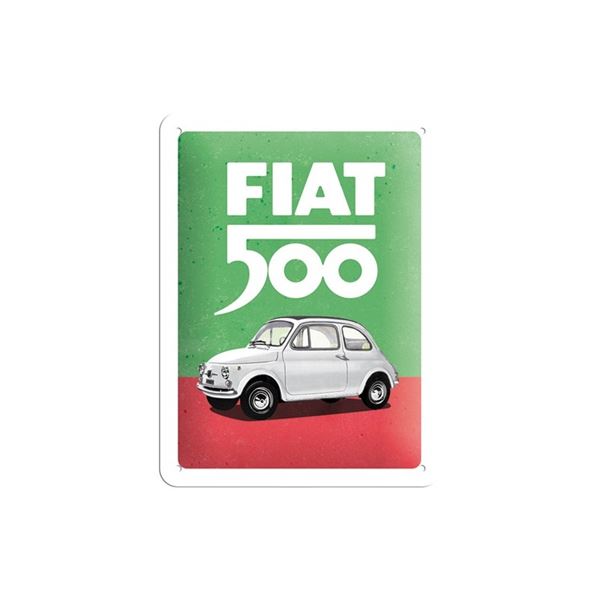 Plaque métal 15x20 cm Fiat 500 Italian Colours