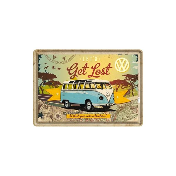 Carte postale métal VW Bulli Lets Get Lost