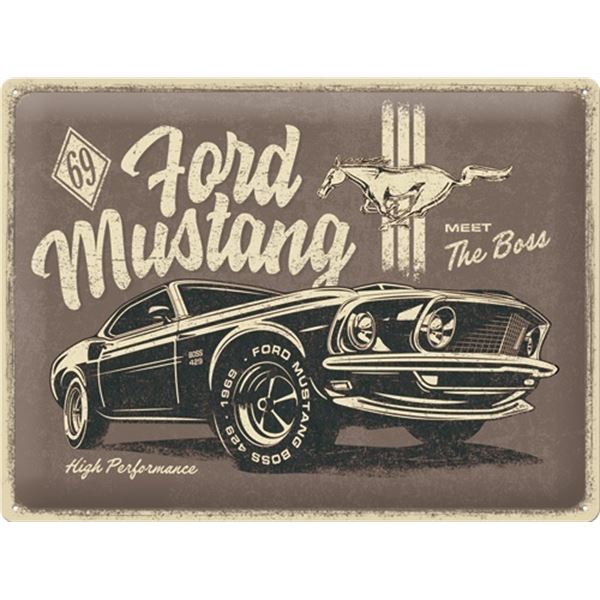 Plaque métal 30x40 cm Ford Mustang The Boss