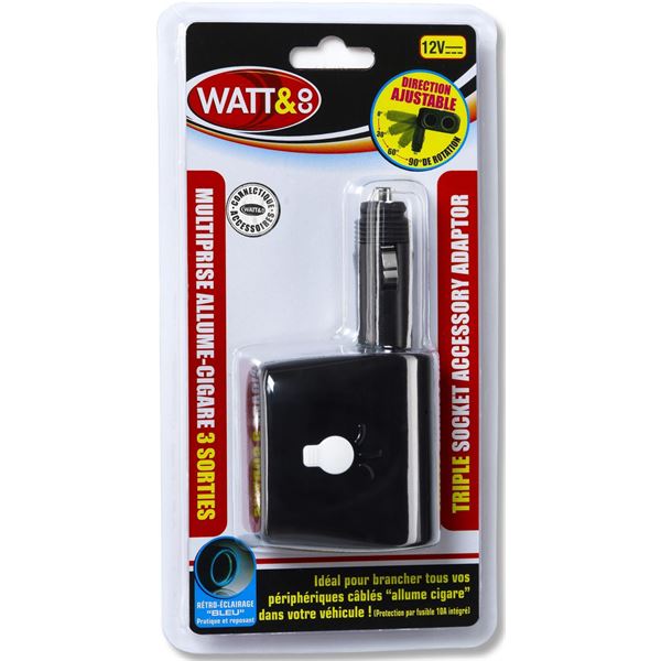 Multiprise allume-cigares 3 sorties Watt & Co