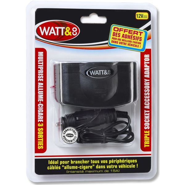 Multiprise allume-cigares 3 sorties + câble Watt and Co