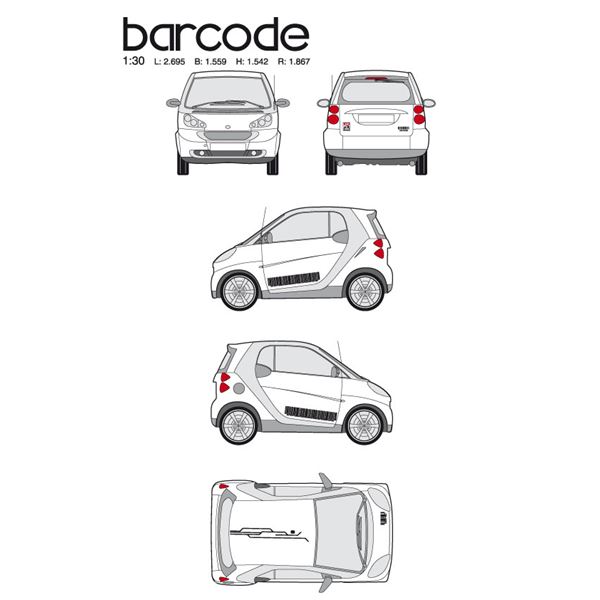 Adhésifs voiture noirs code barre