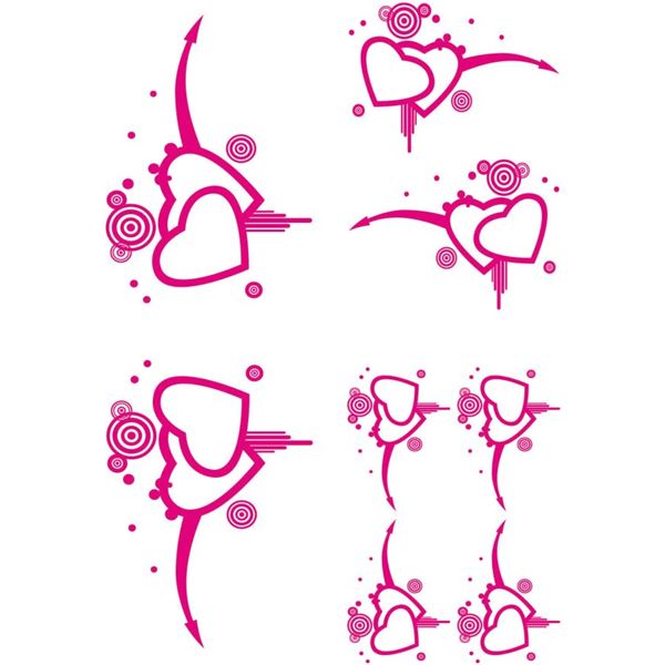 Autocollant voiture en kit coeurs roses