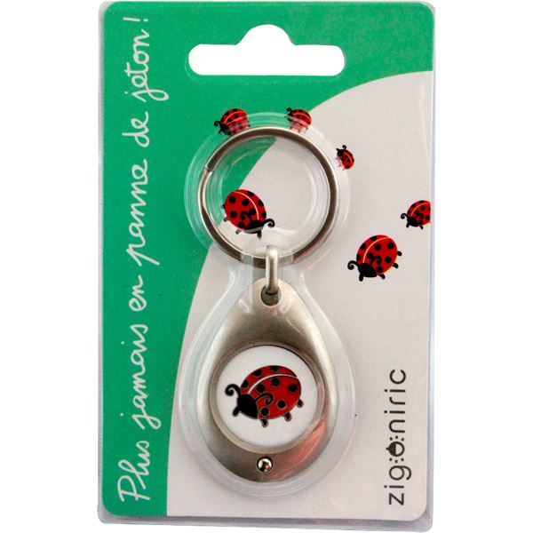 Porte-clés jeton déco coccinelle porte-bonheur
