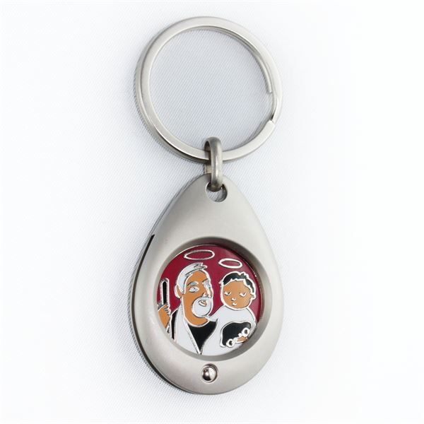 Porte-clés jeton St Cristophe rose