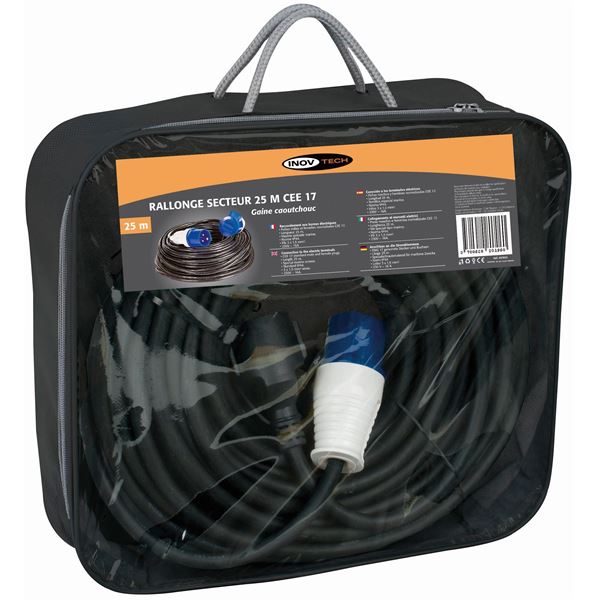 Rallonge fiches mâle et femelle CEE 17 25 mètres 220V/ 16A Powerlib'