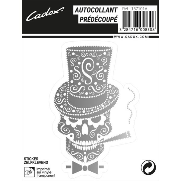 ADHESIF SKULL GENTLEMAN ARGENT