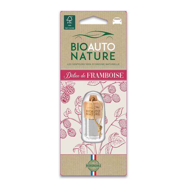 Flacon avec bouchon en bois parfum de framboise