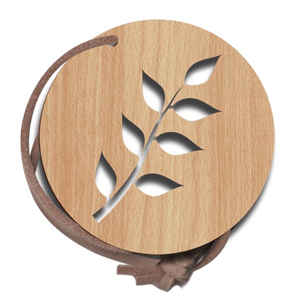 Objet en bois imprégné au parfum de menthe, décor découpé