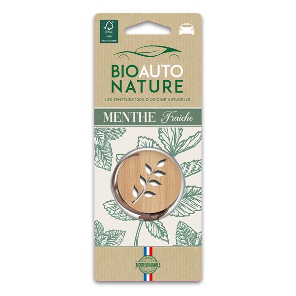 Objet en bois imprégné au parfum de menthe, décor découpé