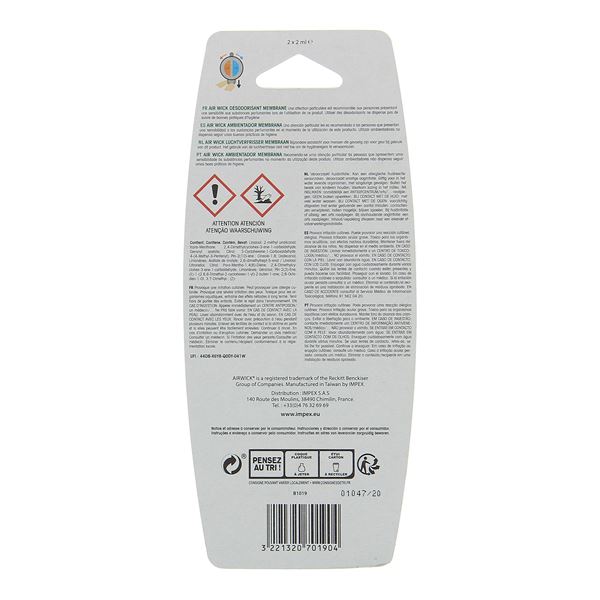 Désodorisant voiture diffuseur duo soleil / eau fraîches Air Wick
