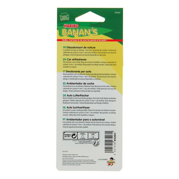 Désodorisant voiture carte parfumée Haribo® Banan's®