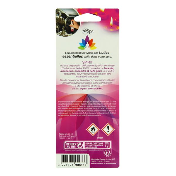 Désodorisant voiture spray senteur sport, Air Spa