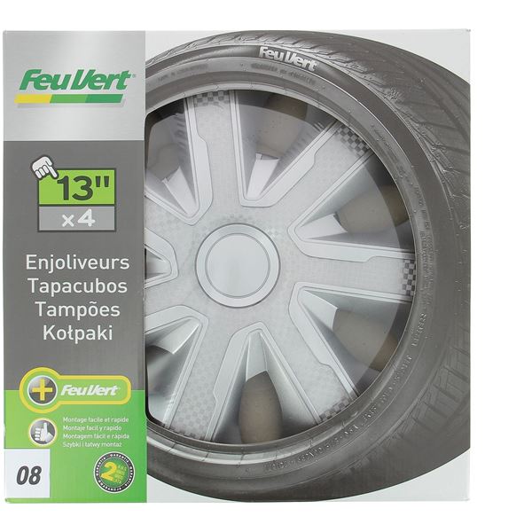 4 enjoliveurs Livorno carbon silver 13 pouces Feu Vert 08