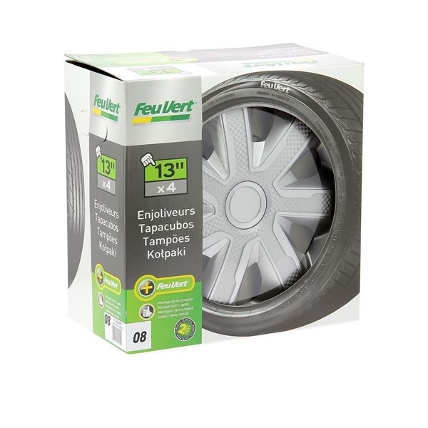 4 enjoliveurs Livorno carbon silver 13 pouces Feu Vert 08
