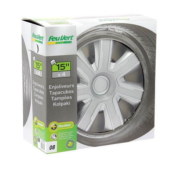 4 enjoliveurs Livorno carbon silver 15 pouces Feu Vert 08